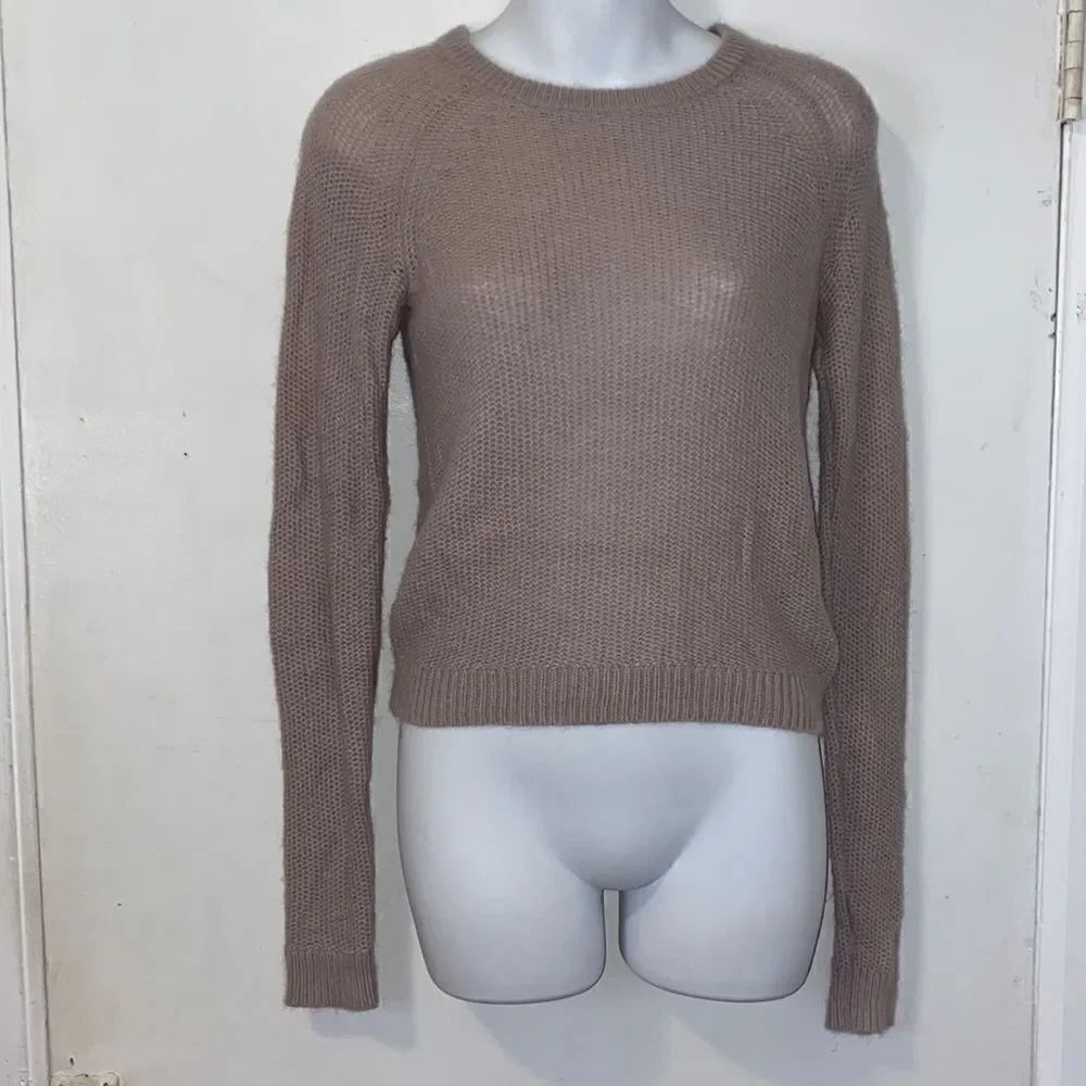 TALULA Tan Angora Goat Hair Knit Sweater-XXS